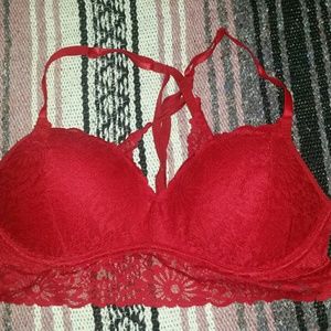 Victoria's Secret Pink Red Lace Bralette Push Up